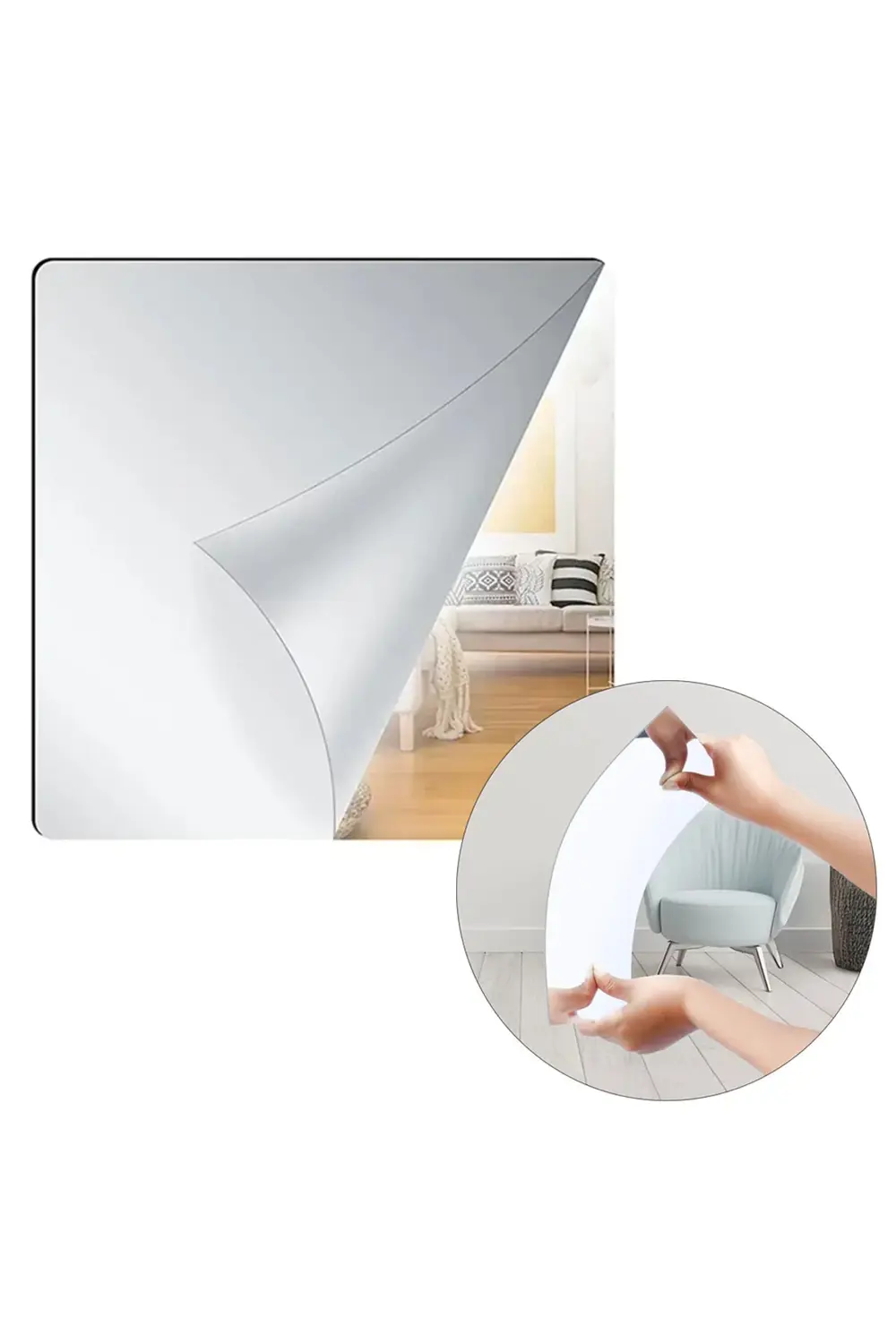 40X40CM KENDİNDEN YAPIŞKANLI ESNEK PVC DUVAR AYNASI PANEL STİCKER