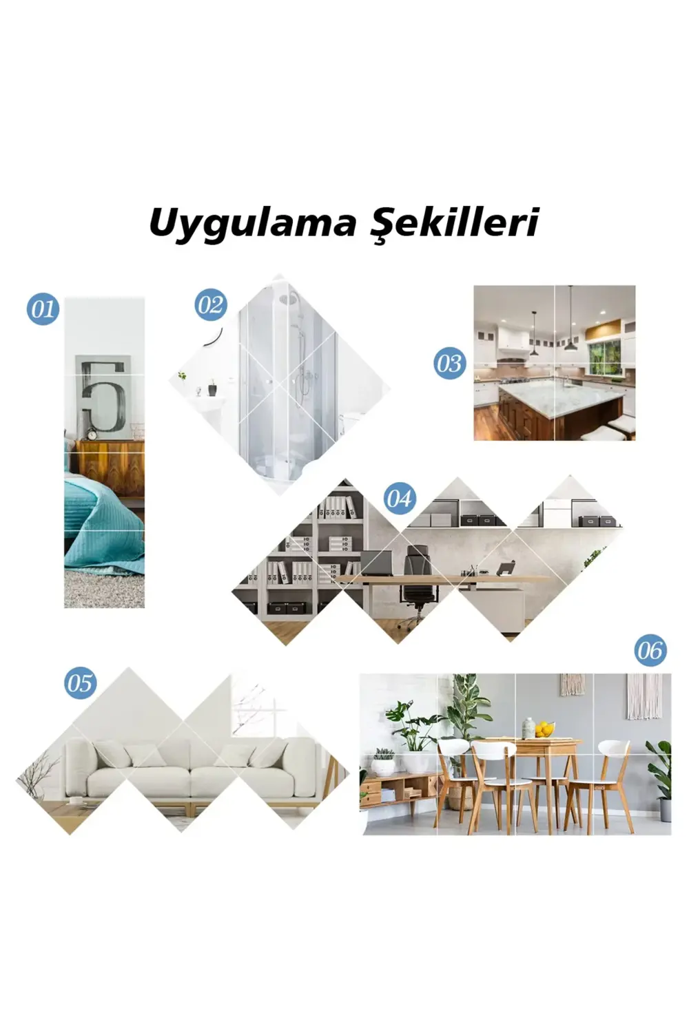 40X40CM KENDİNDEN YAPIŞKANLI ESNEK PVC DUVAR AYNASI PANEL STİCKER
