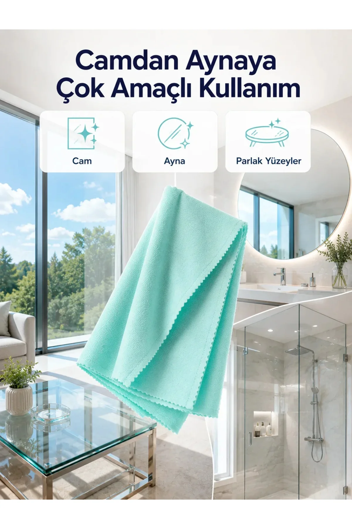 40x60 Mikrofiber Cam Temizlik Bezi İz ve Tüy Bırakmayan Profesyonel Cam Silme Bezi