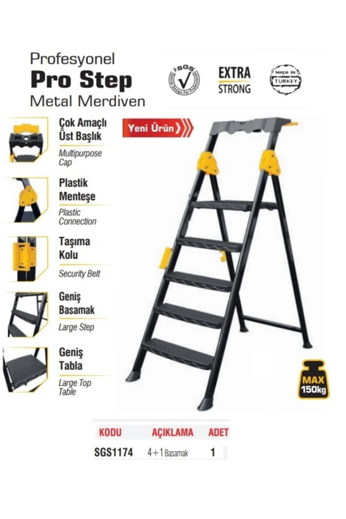 4+1 Basamaklı Metal Merdiven Prostep 1174