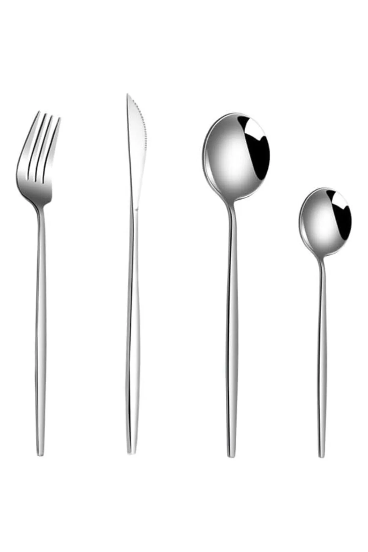 410 Çelik 24 Parça Gri Yemek Kaşık Çatal Bıçak Seti cin518by