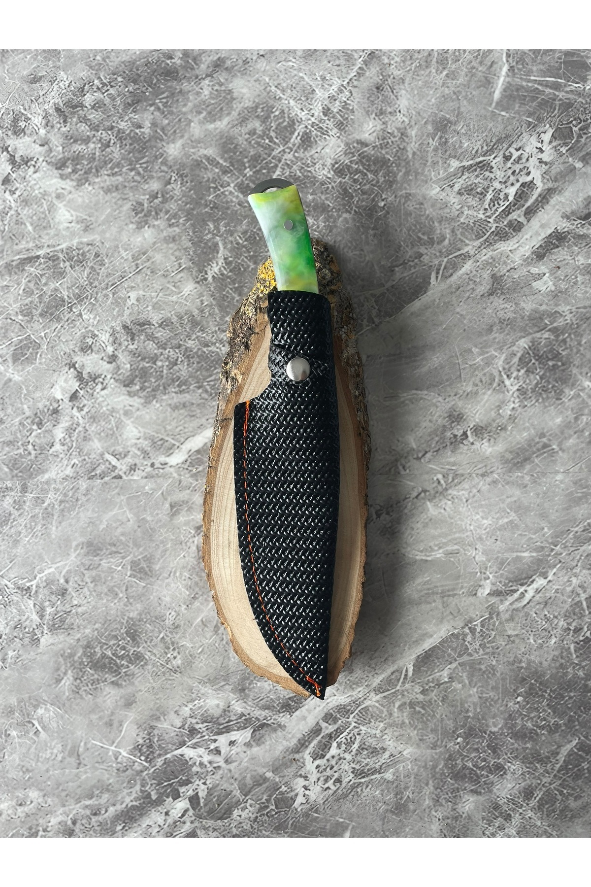 4116 Çelik Yeşil-Sarı-Beyaz Epoksi Kabzeli Kamp Bıçağı