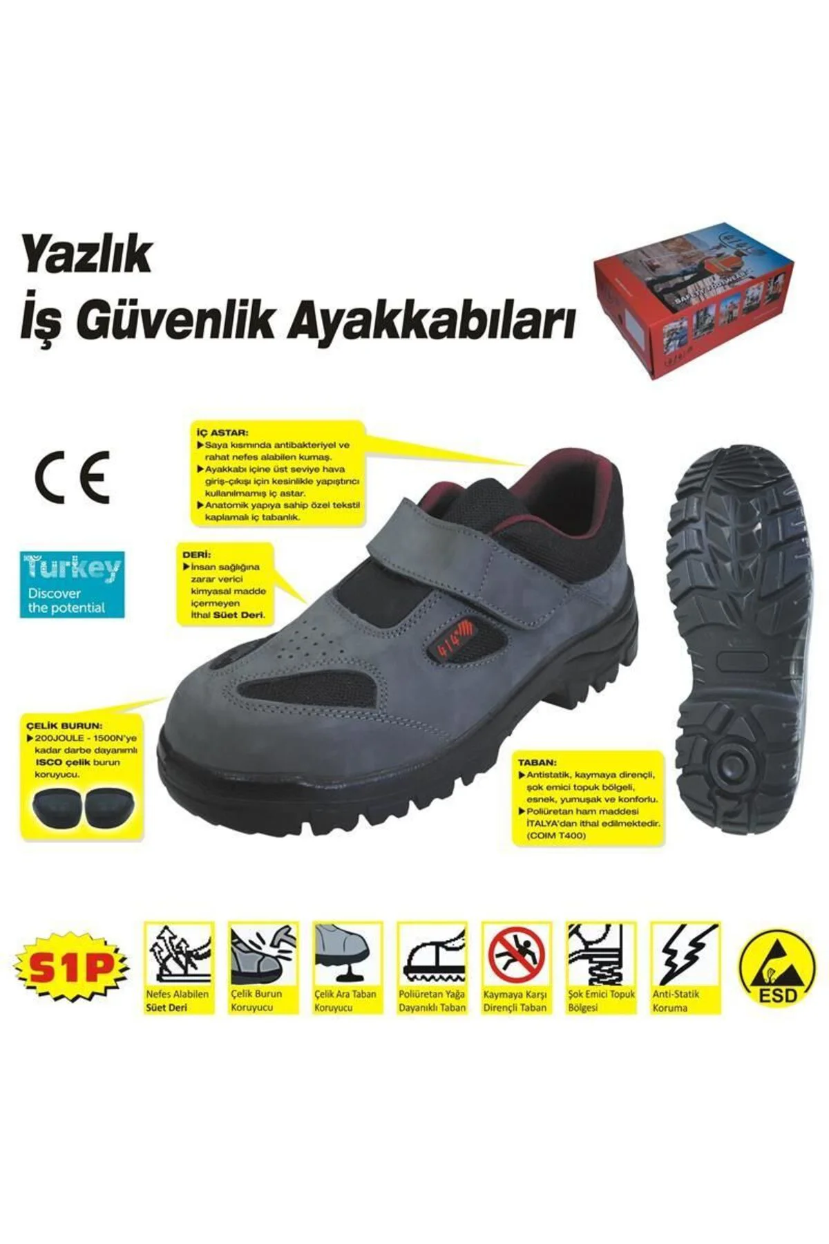 414 YAZLIK S1 41 No Çelik Burunlu Ayakkabı