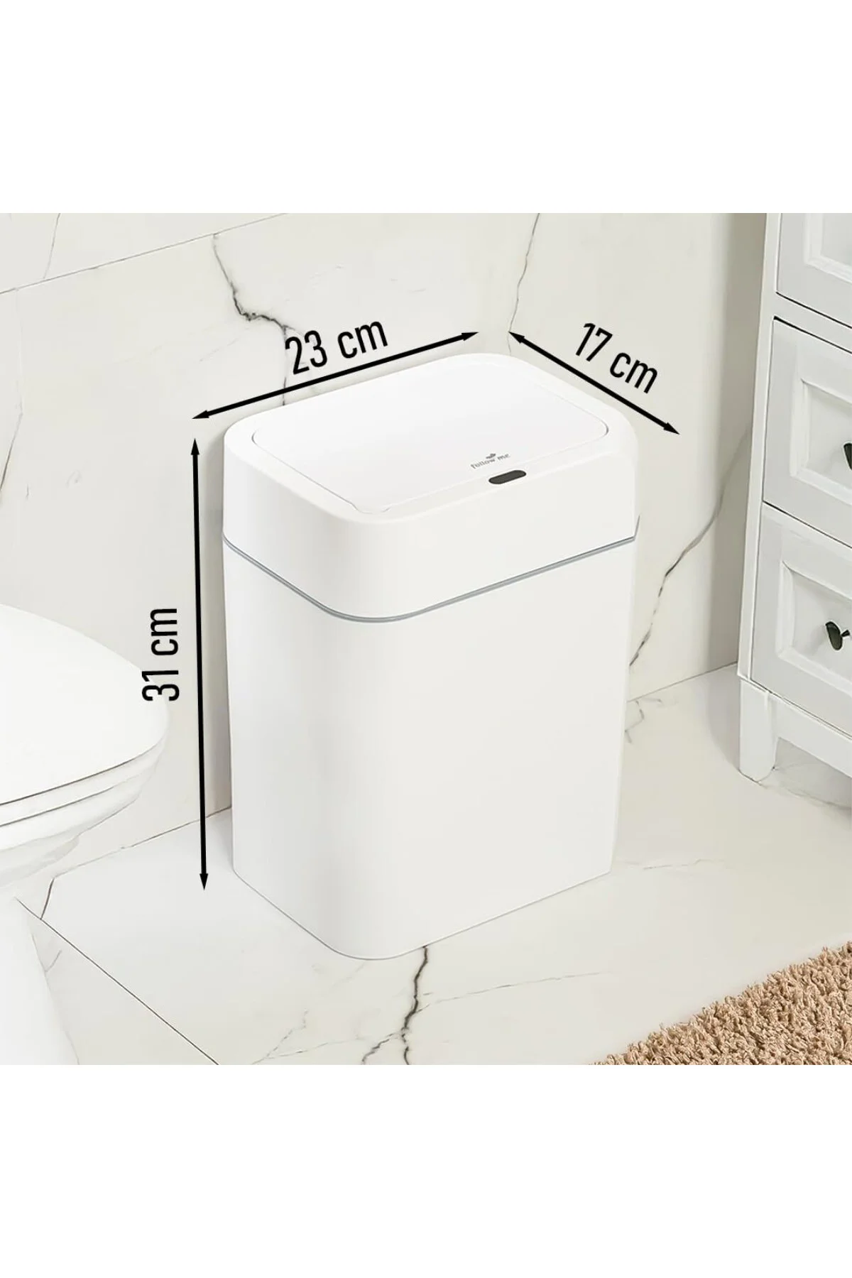 4147 Hareket Sensörlü Sessiz Kapatma Çöp Kutusu Banyo Mutfak Çöp Kovası Kapaklı Ba