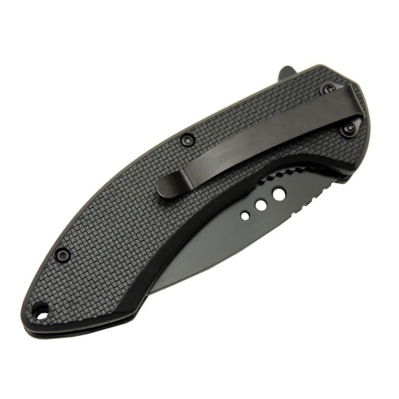 4215 Kırmızı Kamp Çakı 20cm- Yarı Otomatik, Kemerlikli, Oluklu Td