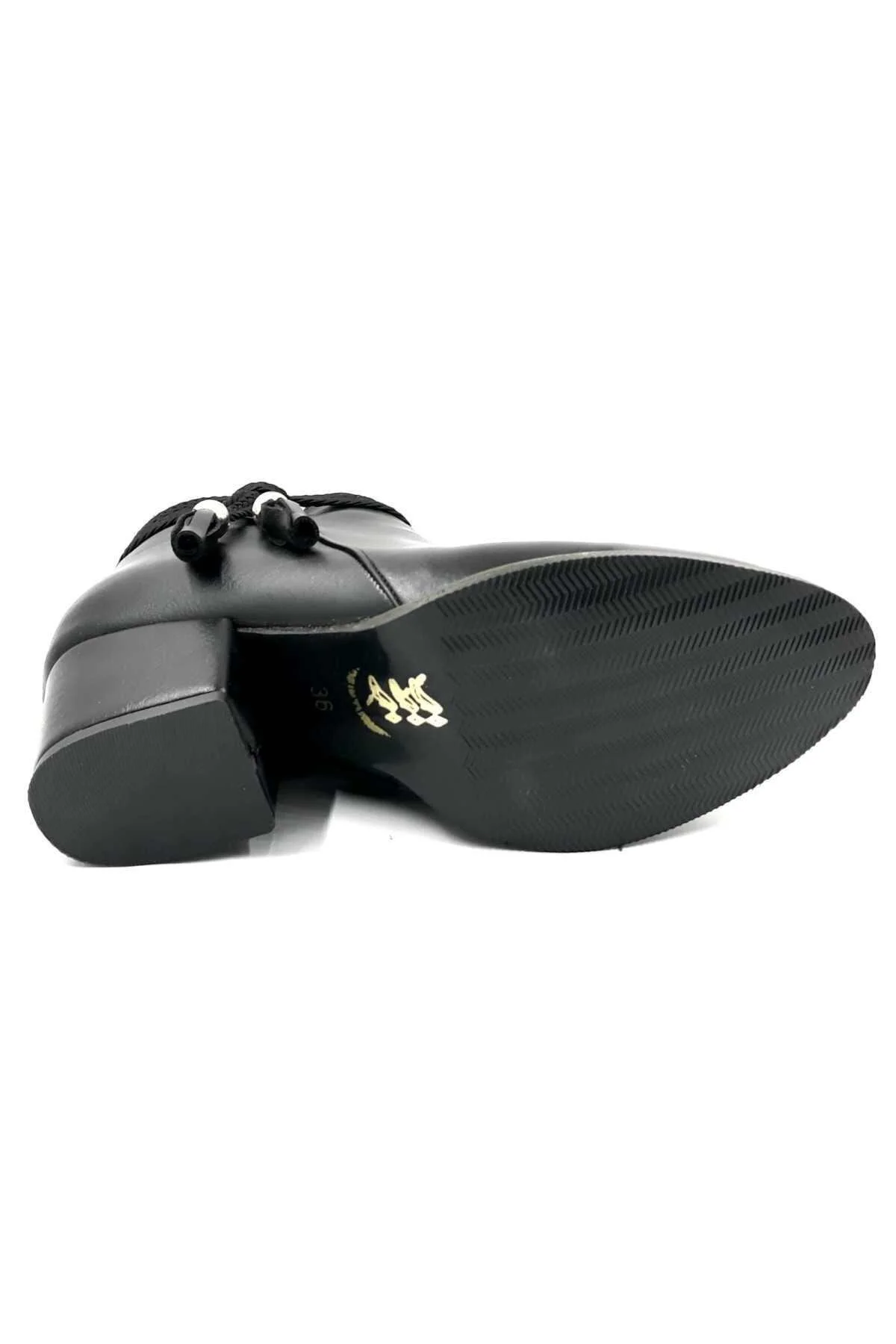 425055 Siyah 5 Cm Fermuarlı Kadın Bot