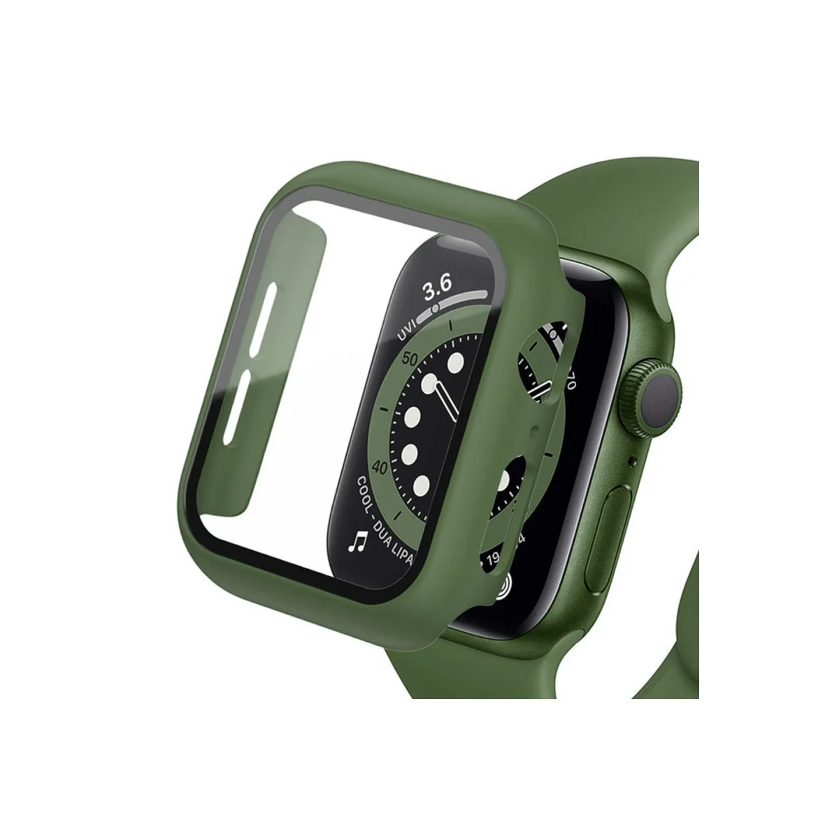 42mm Koyu Yeşil Camlı Kasa Ekran Koruyucu - Şık ve Dayanıklı Saat Koruması