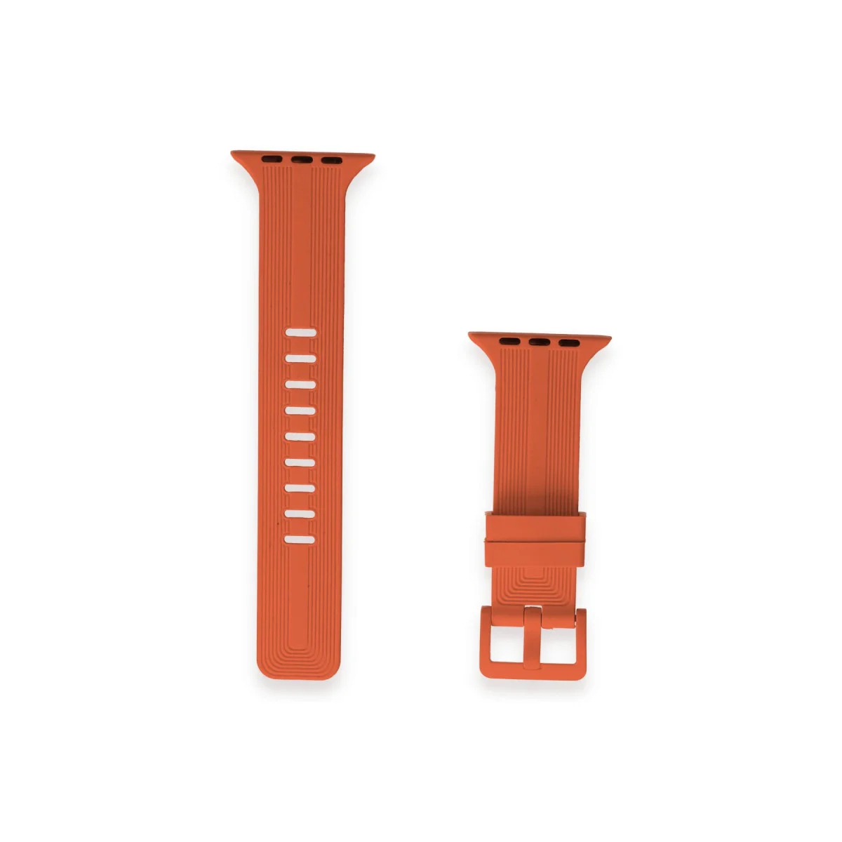 42mm KR408 Çizgili Silikon Kordon - Turuncu Spor Saat Aksesuarı
