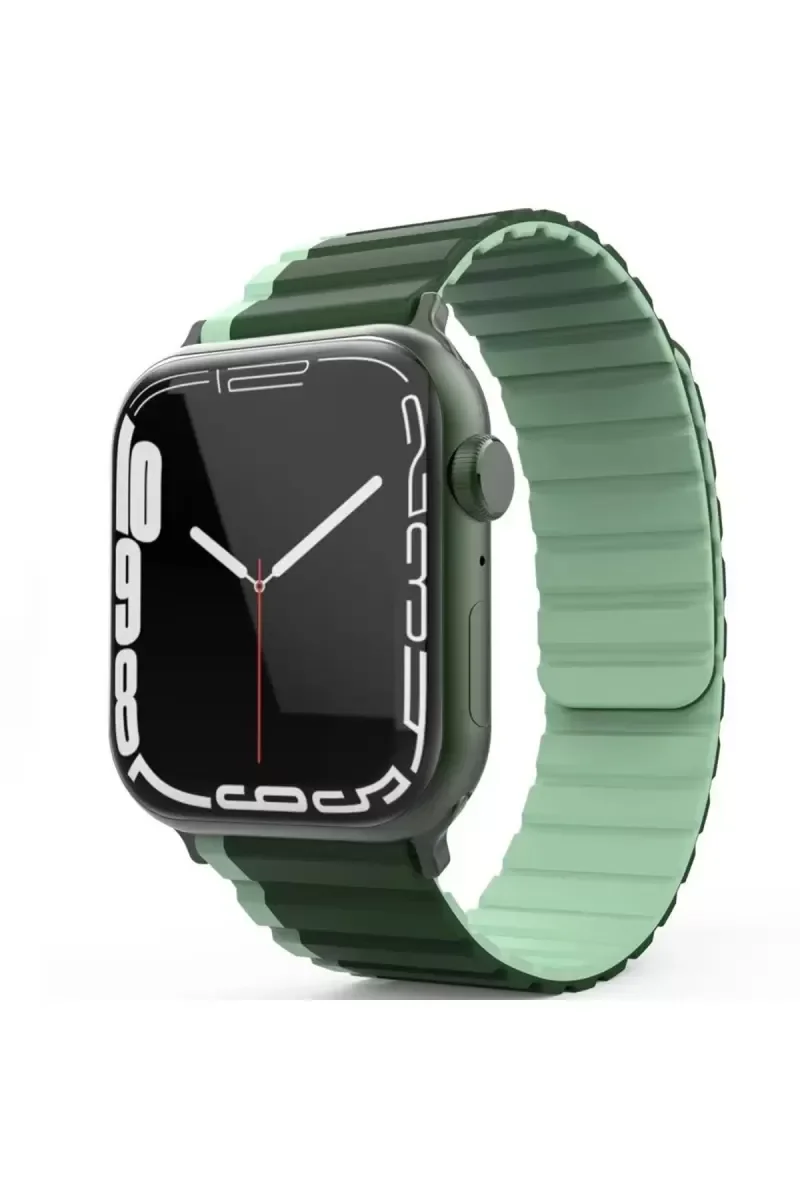 42mm MO-WB1 Çift Renk Mıknatıslı Silikon Kordon - Koyu Yeşil/Açık Yeşil