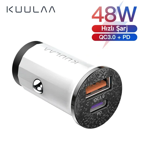 42W USB + Type-C Çift Çıkışlı Mini Hızlı Araç Şarj Cihazı - 2 Cihazda Aynı Anda Hızlı Şarj