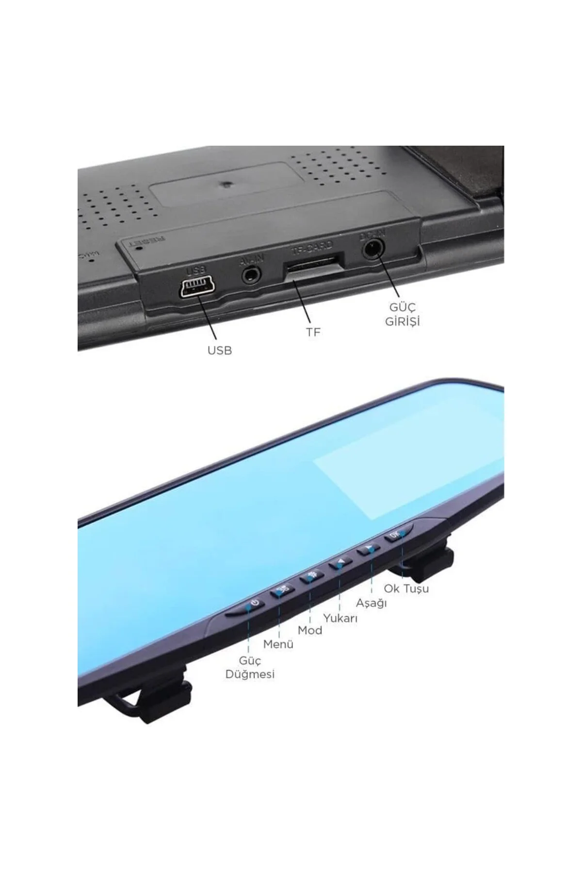 4.3” Dikiz Ayna 1080P Araç Kamerası – Çift Kameralı + Arka Kamera