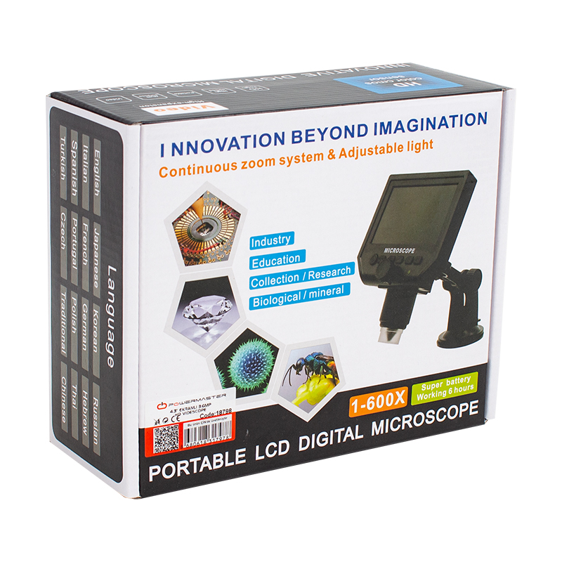 4.3 LCD DIGITAL EKRANLI 3.6 MP HD TAŞINABİLİR MİKROSKOP (1-600X Z