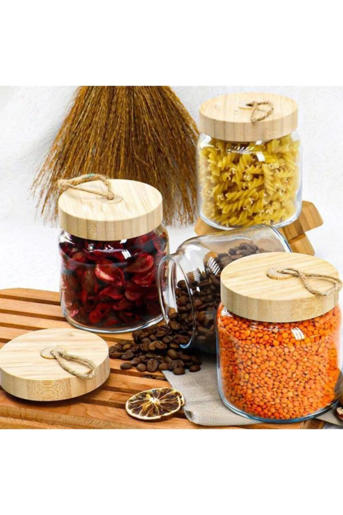 43573 Woody Bambu Kapaklı Kavanoz - 575 Ml