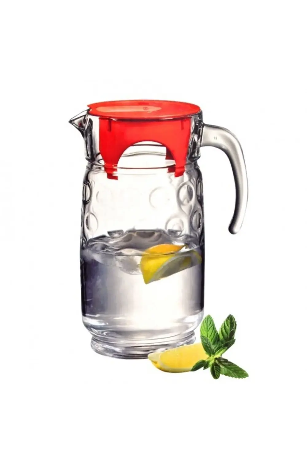43794 Rings Kırmızı Kapaklı Cam Sürahi 1700 cc