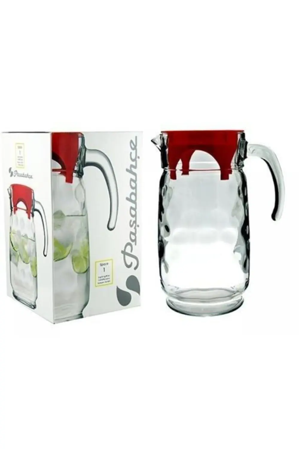 43794 Rings Kırmızı Kapaklı Cam Sürahi 1700 cc