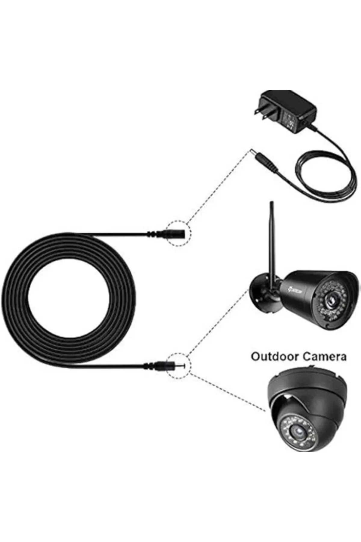 4384 Dc Adaptör Uzatma Kablosu 3 m 5.5mm x 2.1mm Dişi Erkek