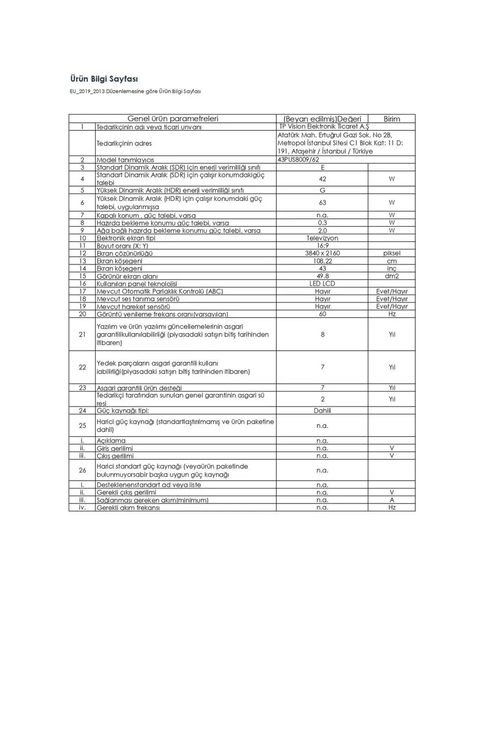 Philips 43Pus8009/62 43" 108 Ekran 4K Ultra Hd Led Televizyon