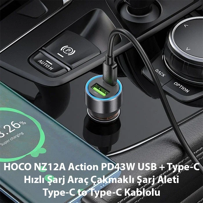 43W Hızlı Araç Şarj Cihazı PD QC 3.0 USB Type-C Çift Çıkışlı