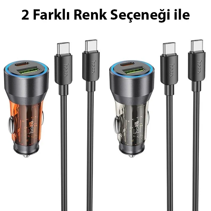 43W Hızlı Araç Şarj Cihazı PD QC 3.0 USB Type-C Çift Çıkışlı