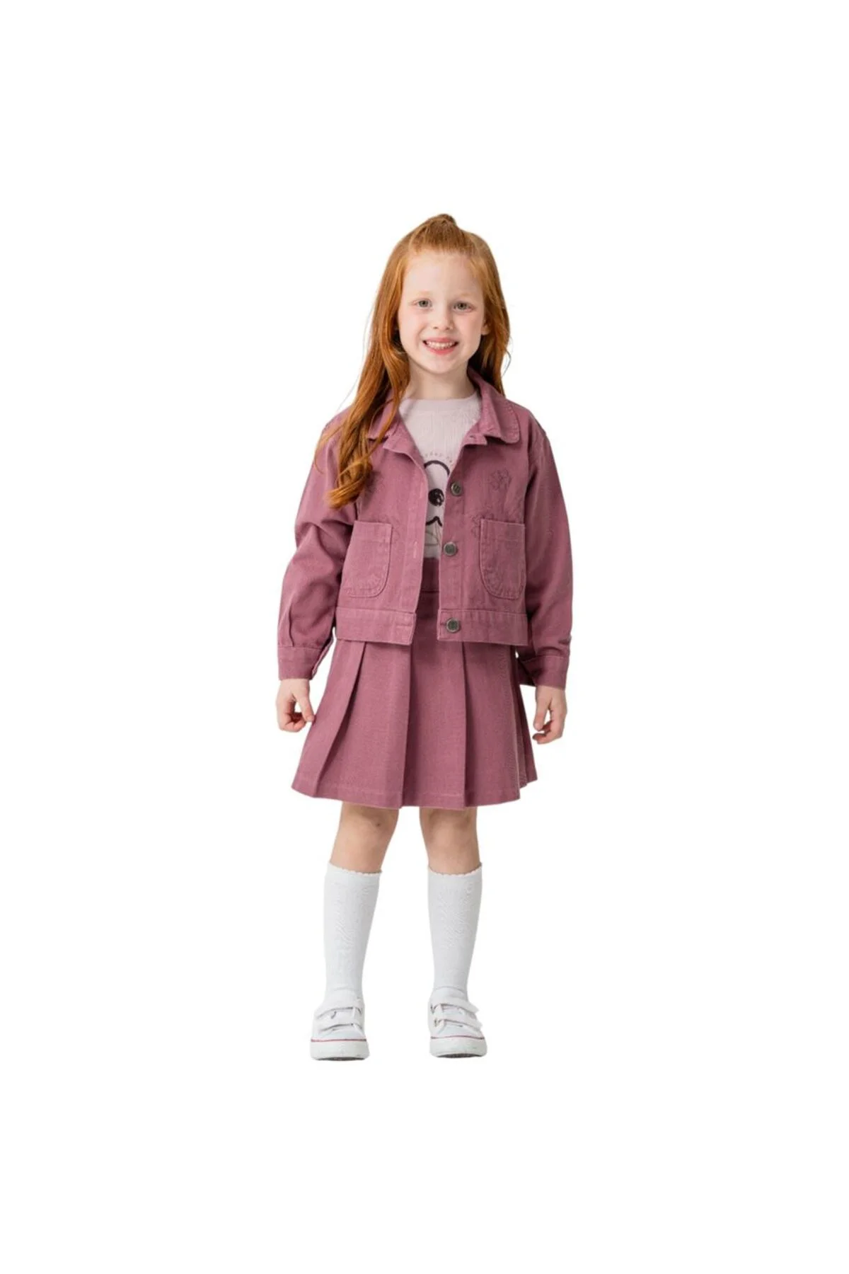 446404 PAPATYA GABARDİN ETEK TK 3Y,5Y,4Y,6Y Kız