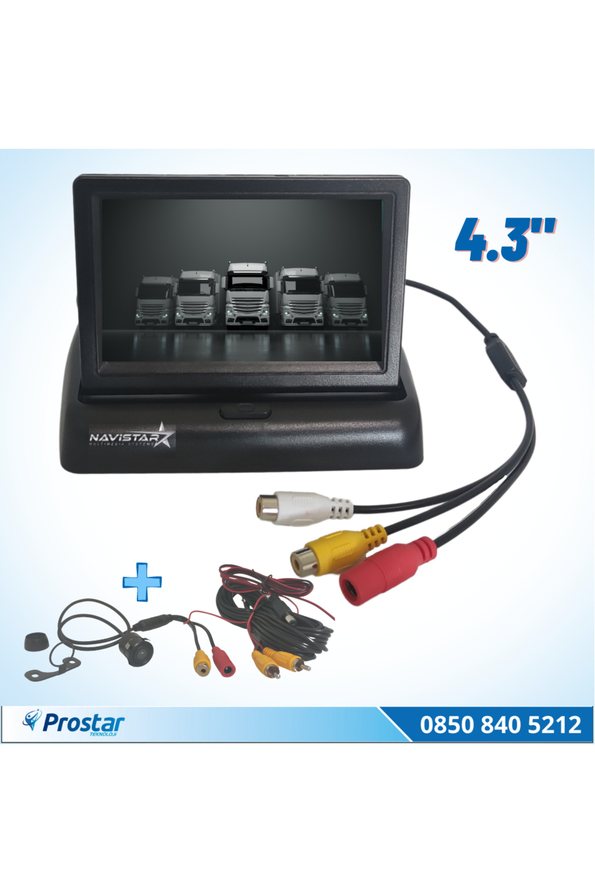Navistar 4.5 İnç Tft Lcd Araç Monitör Ekran 1 Adet Geri Görüş Kamerası Dah