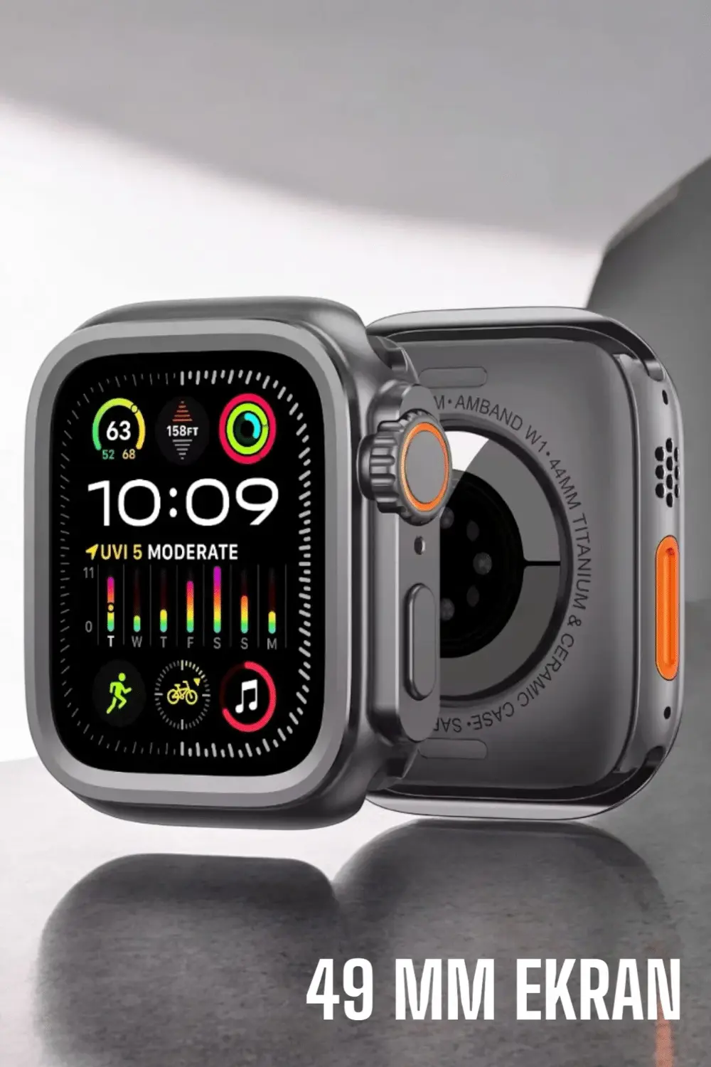 45 MM Gri Kasa Ultra Akıllı Saat Sesli Görüşme, Sağlık Takibi, Su