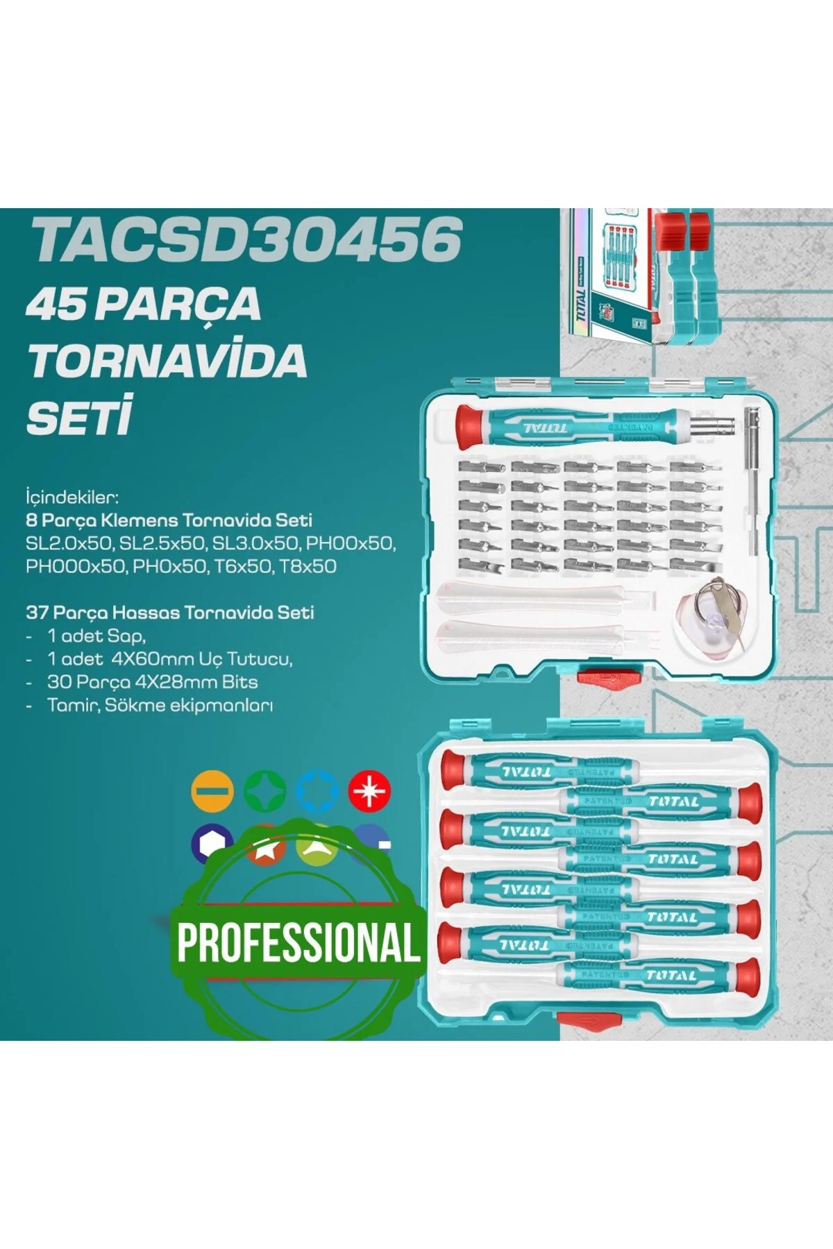 45 Parça Tornavida Seti TACSD30456