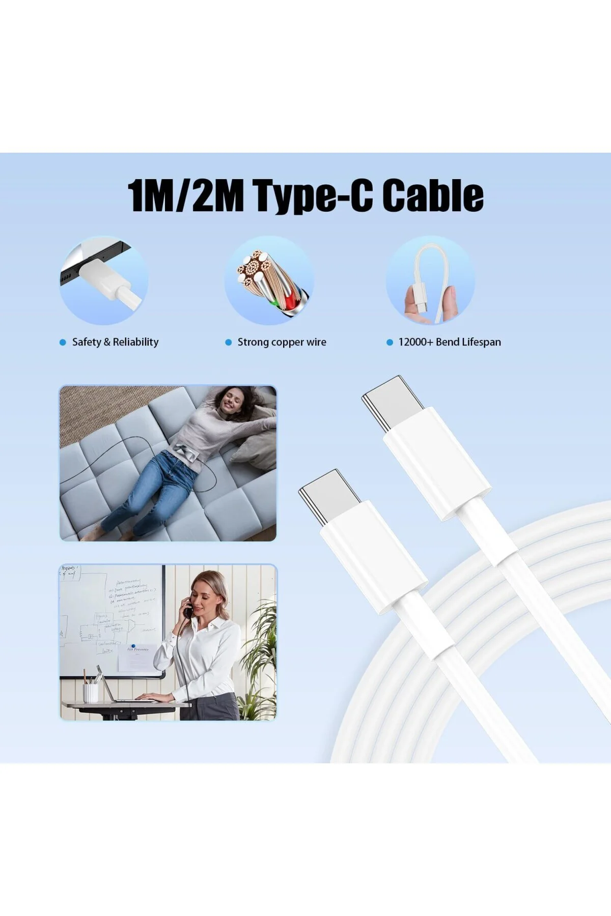 45 W USB C Şarj Cihazı Şarj Kablos tüm markalarla uyumlu u ,2 Port USB C Hızlı Şarj Kablosu
