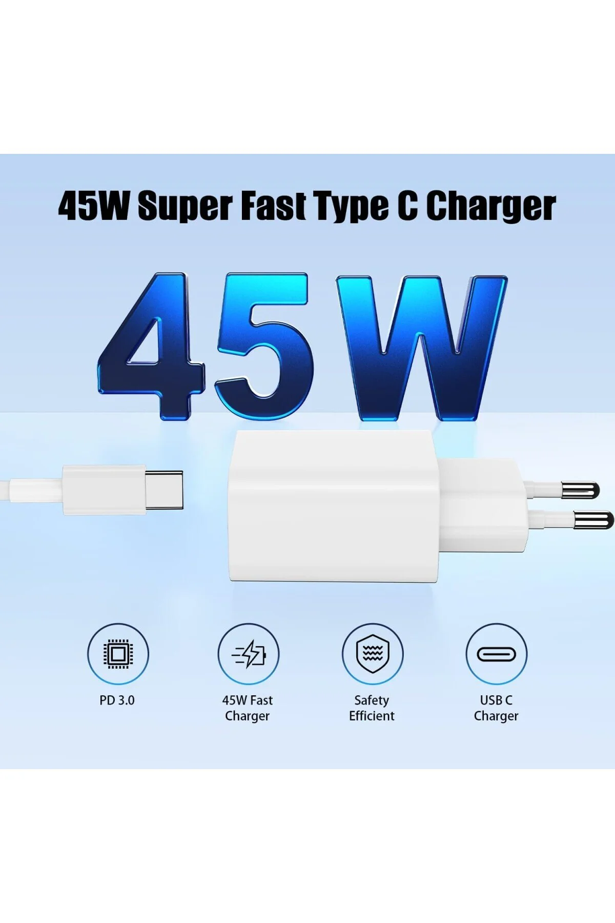 45 W USB C Şarj Cihazı Şarj Kablos tüm markalarla uyumlu u ,2 Port USB C Hızlı Şarj Kablosu
