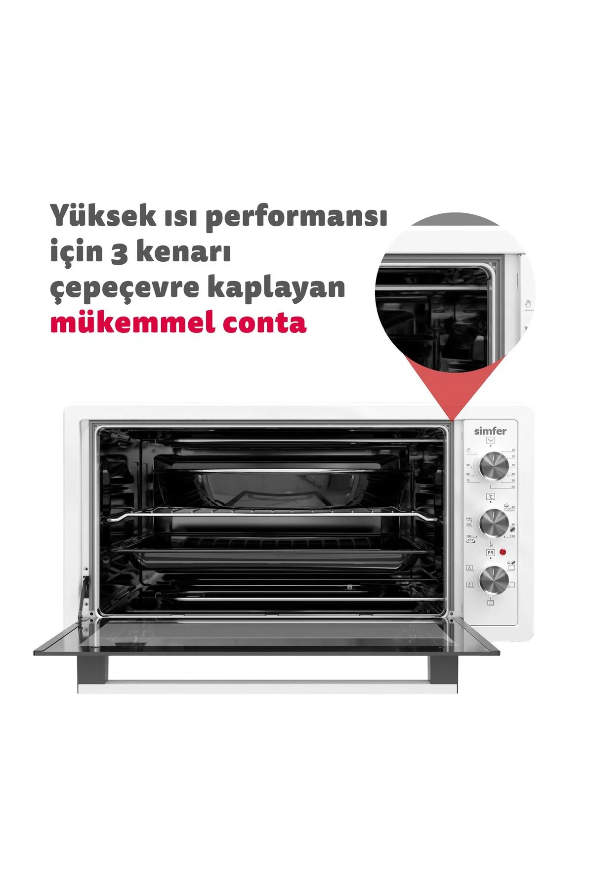 4507 İnox Gri 45 LT Turbo Fan Mini/Midi Fırın - 6 Fonksiyon, Pop-Up Düğme, Yoğurt Yapma & Buz Çözme