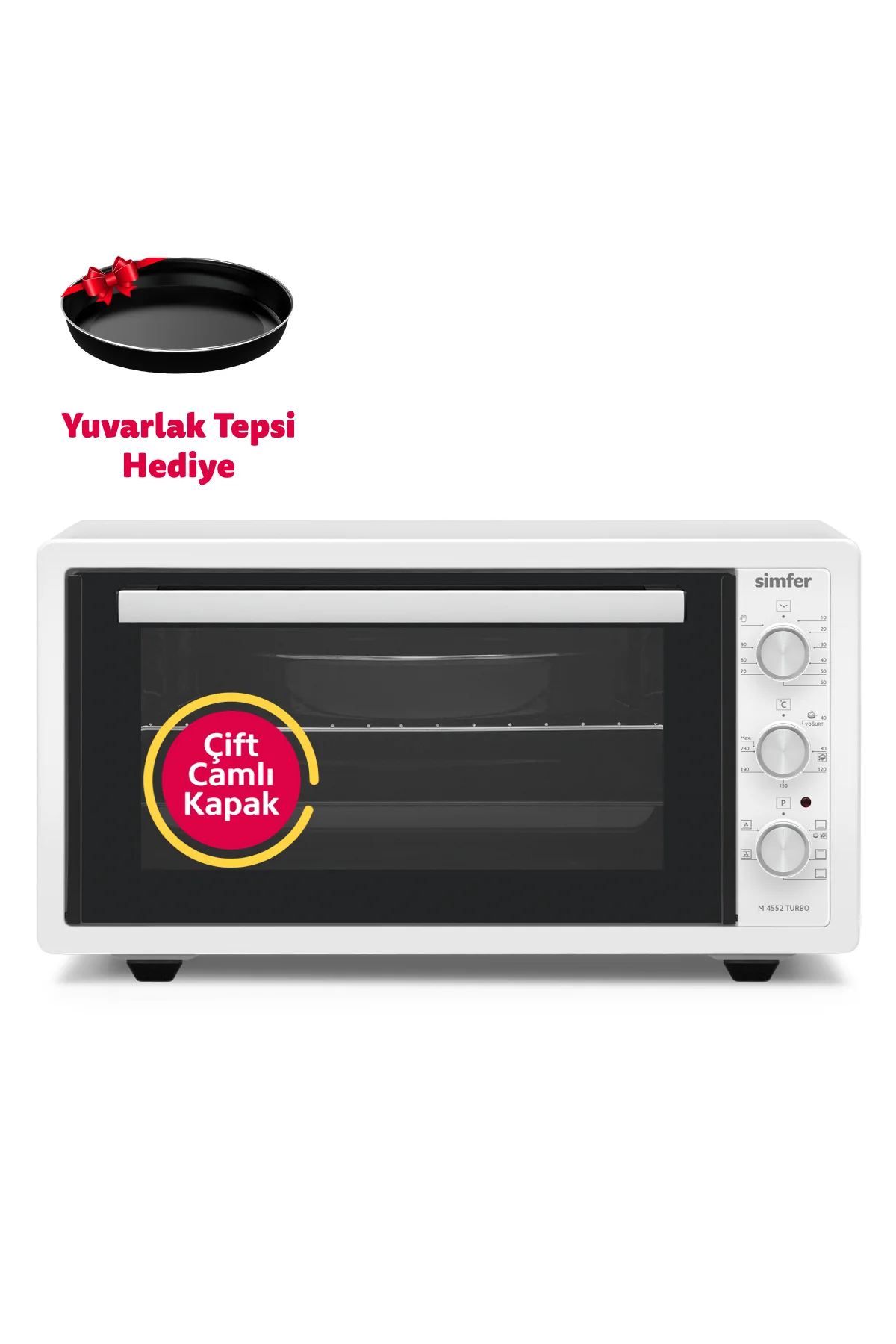 4552 Beyaz 45 LT Turbo Fan Mini / Midi Fırın - 6 Fonksiyon,Yoğurt Yapma, Buz Çözme & İç Aydınlatma