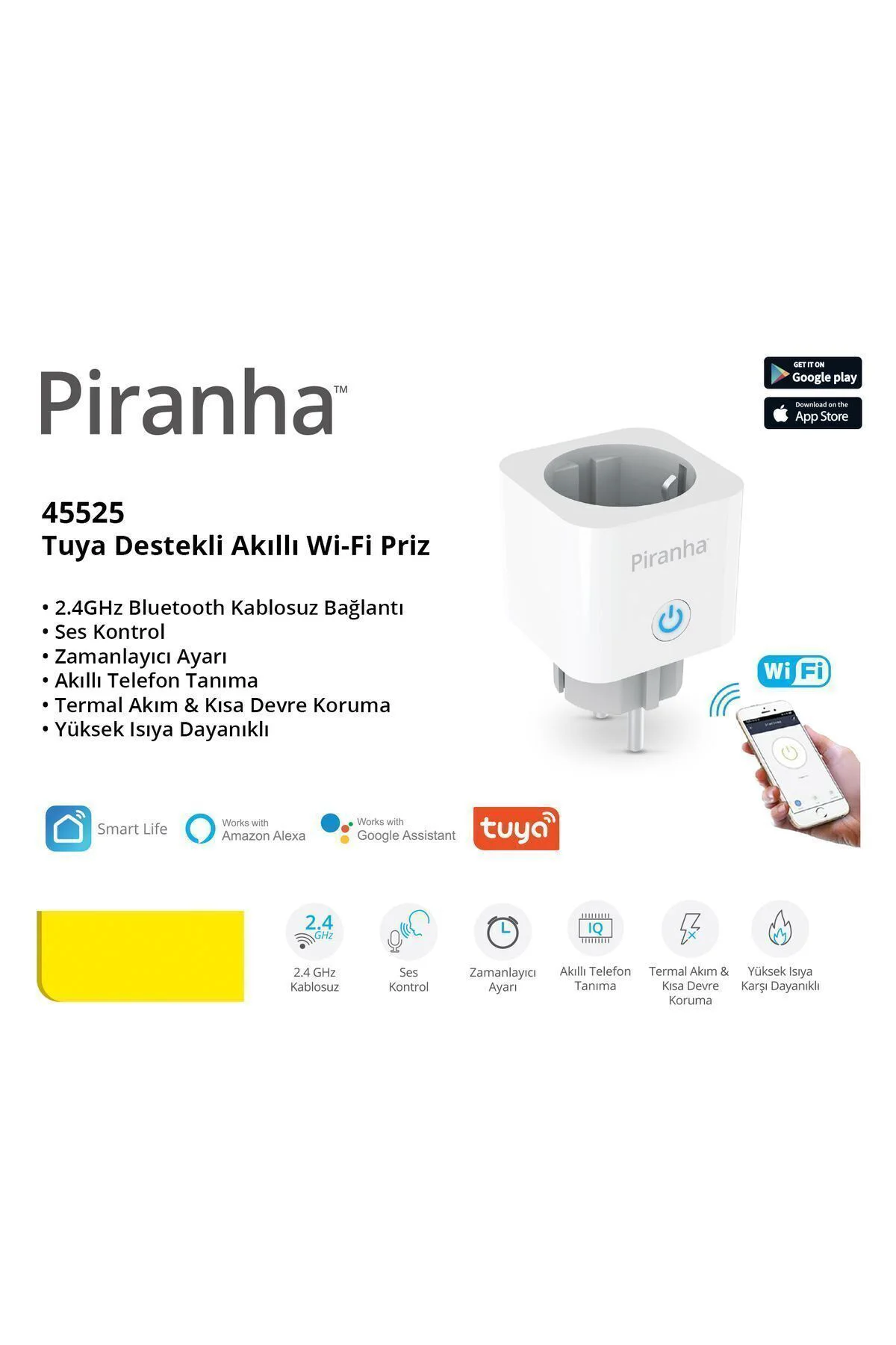 45525 Tuya Destekli Akım Korumalı 2.4GHz Kablosuz Akıllı Wi-Fi Pr