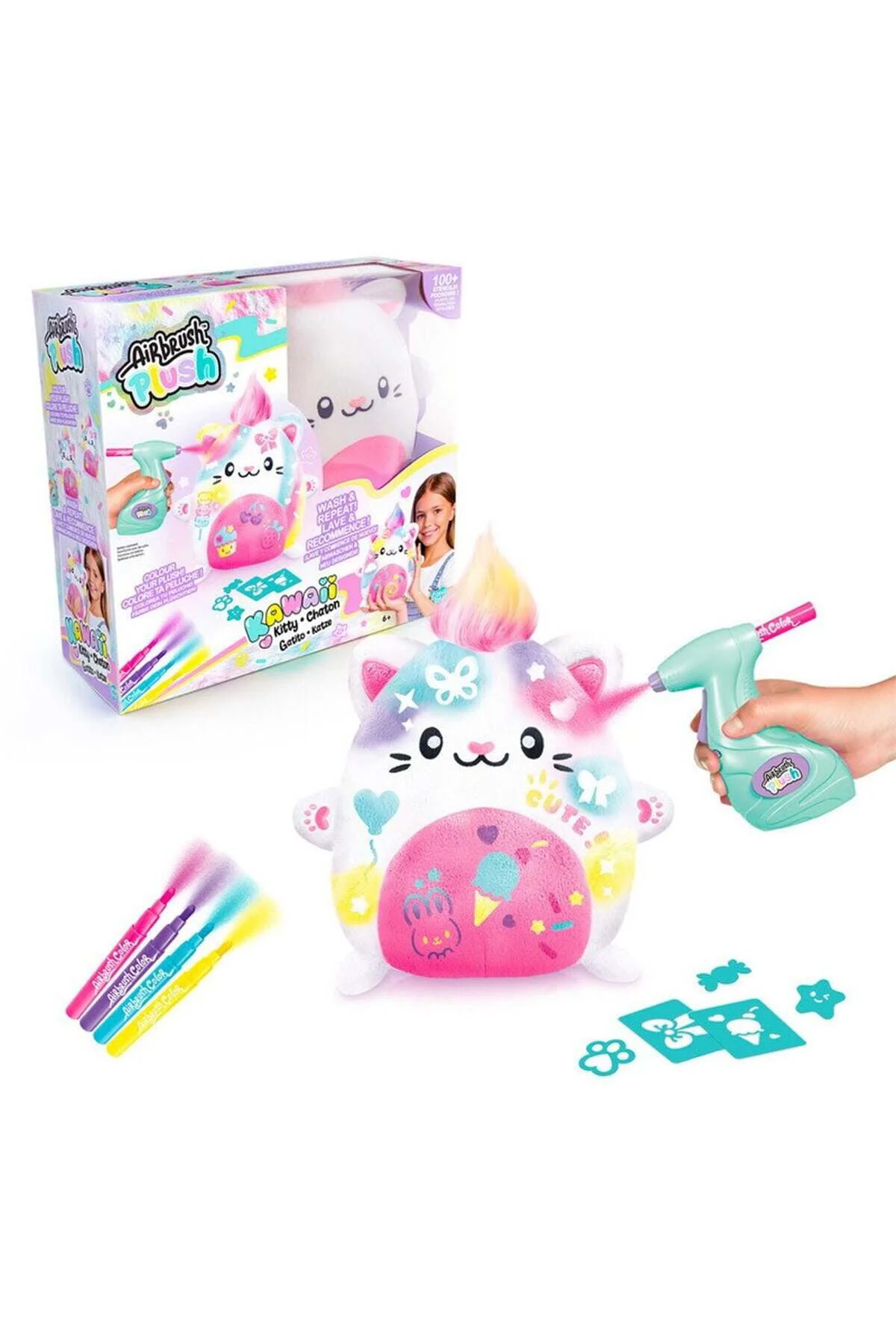 45574 SUN-CNL-HOBİ SET AIRBRUSH PELUŞ KAWAII KITTY