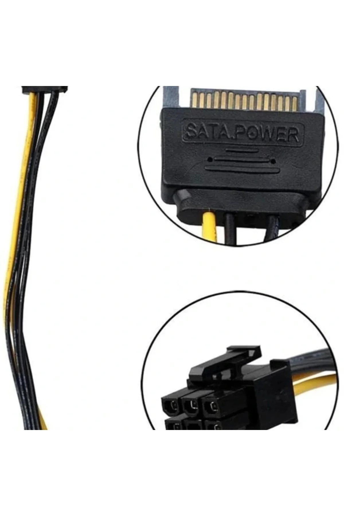 4582 15 Pin SATA to 6 Pin Ekran Kartı Power Anakart Güç Kablosu
