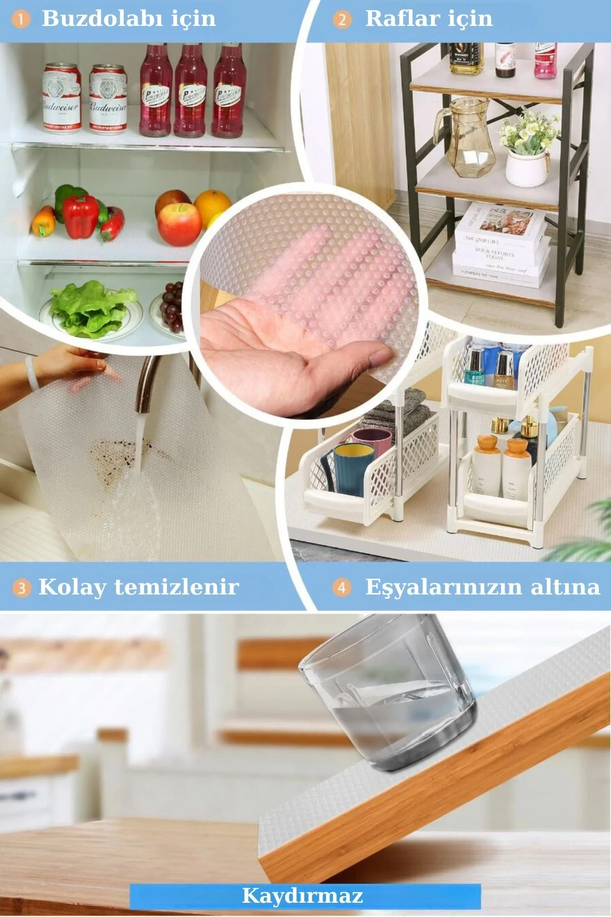 45cmX3metre Kalın Çekmece ve Dolap içi Raf Örtüsü Kaydırmaz Eva Raf Organizer