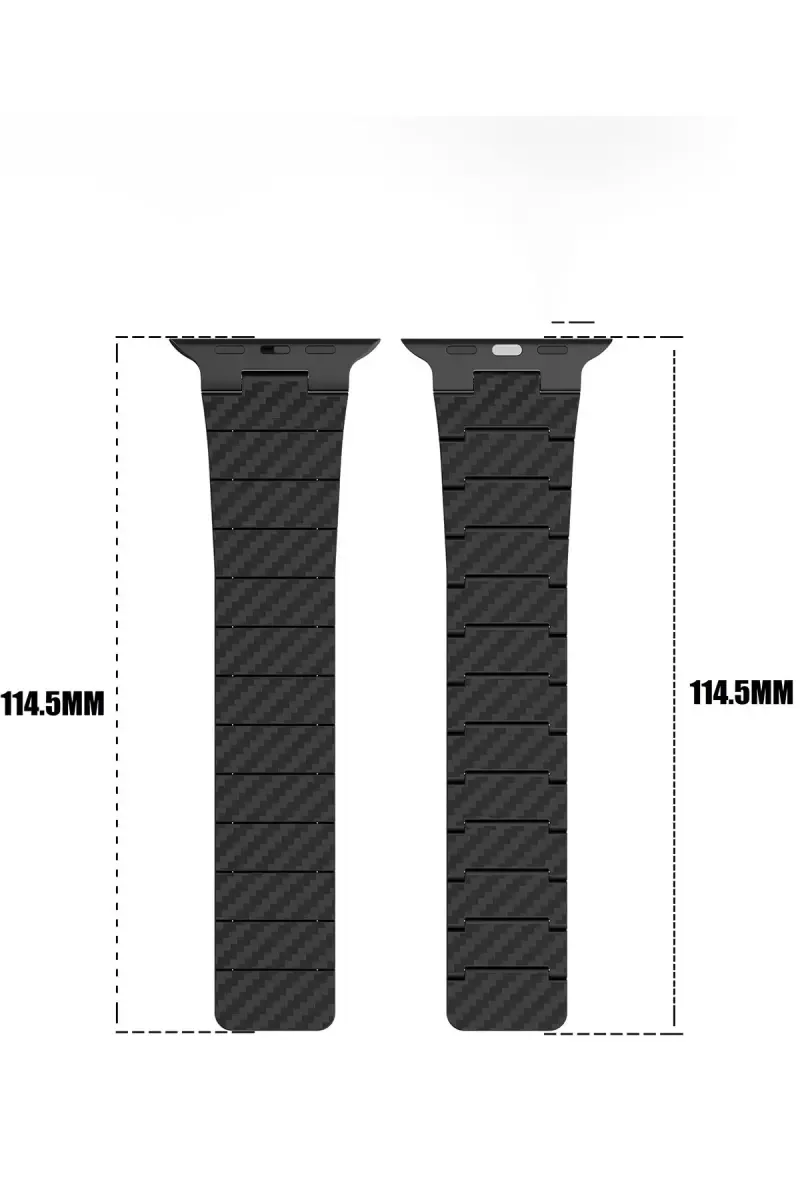 45mm Karbon Çelik Saat Kordonu - Siyah, Paslanmaz & Dayanıklı Tasarım