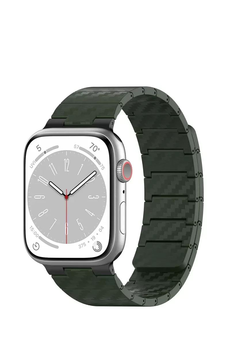 45mm Karbon Çelik Saat Kordonu - Koyu Yeşil | Paslanmaz & Dayanıklı Tasarım