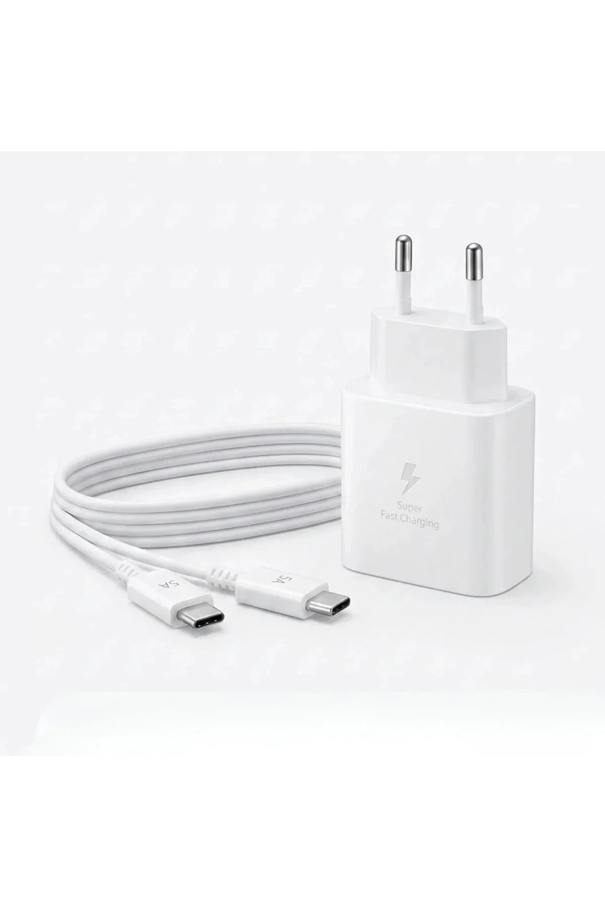 45W Süper Hızlı Şarj Adaptörü USB-C PD 3.0 PPS Fast Charger + 5A Type-C to Type-C Kablo