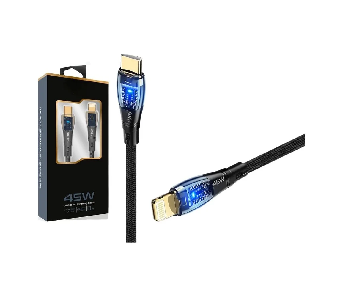 45w Usb-c Lightning Işıklı Şeffaf Kablo Hızlı Şarj, Dayanıklı Tasarım, İphone Ve İpad Uyumlu Lisinya Diğer