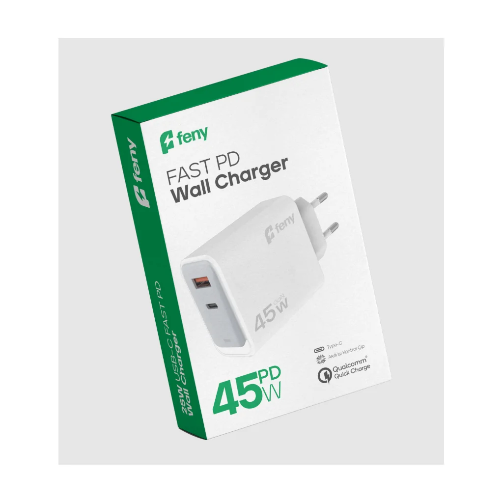 45W USB+Type-C Akıllı Şarj Adaptörü QC 3.0 ve Akıllı Isı Kontrolü