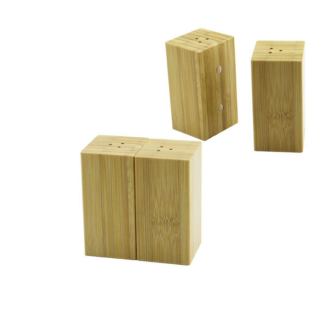 4.5X5CM--Y:9CM   2PCS   MIKNATISLI İKİZ   AHŞAP BAMBU  BAHARATLIK