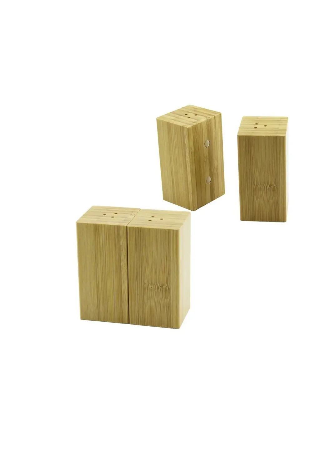 4.5X5Cm--Y:9Cm 2Pcs Miknatisli İkiz Ahşap Bambu Baharatlik - Tuzl