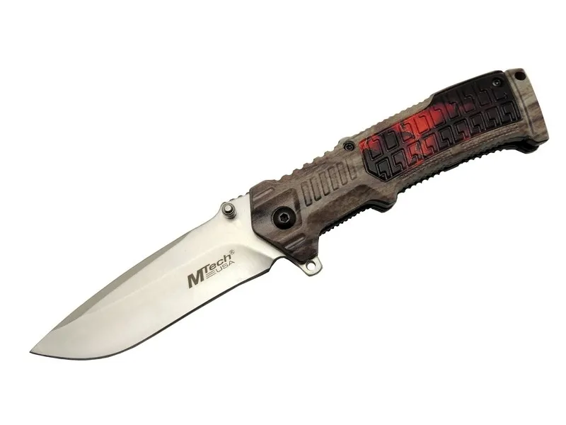 463 Kahverengi Kamp Çakı 21cm - Yarı Otomatik, Kemerlikli, Plasti
