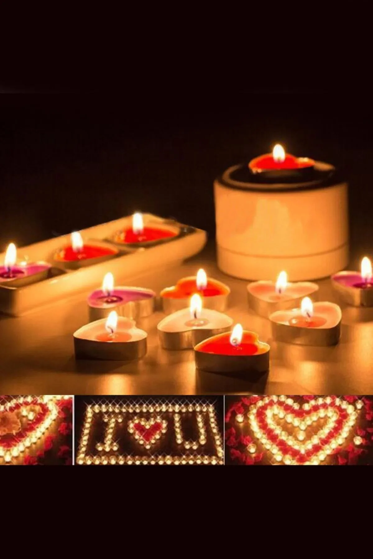 48 Adet Kırmızı Kalpli Kokulu Tealight Mum Sevgiliye Hediye Mum E