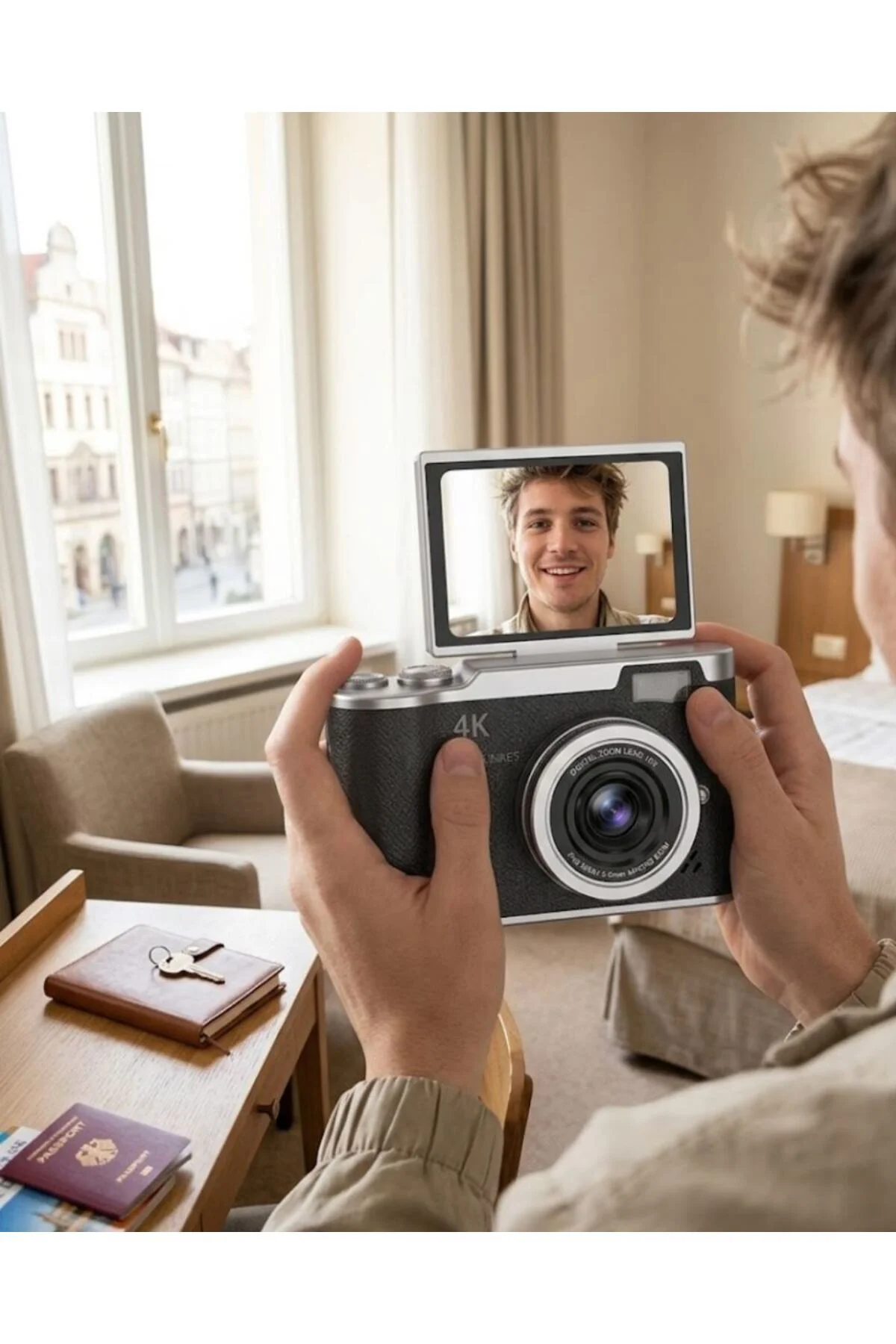 48 MP 4K Dijital Kamera 8X Zoom ve 180 Derece Ekran Yeni Başlayanlar İçin Uygun