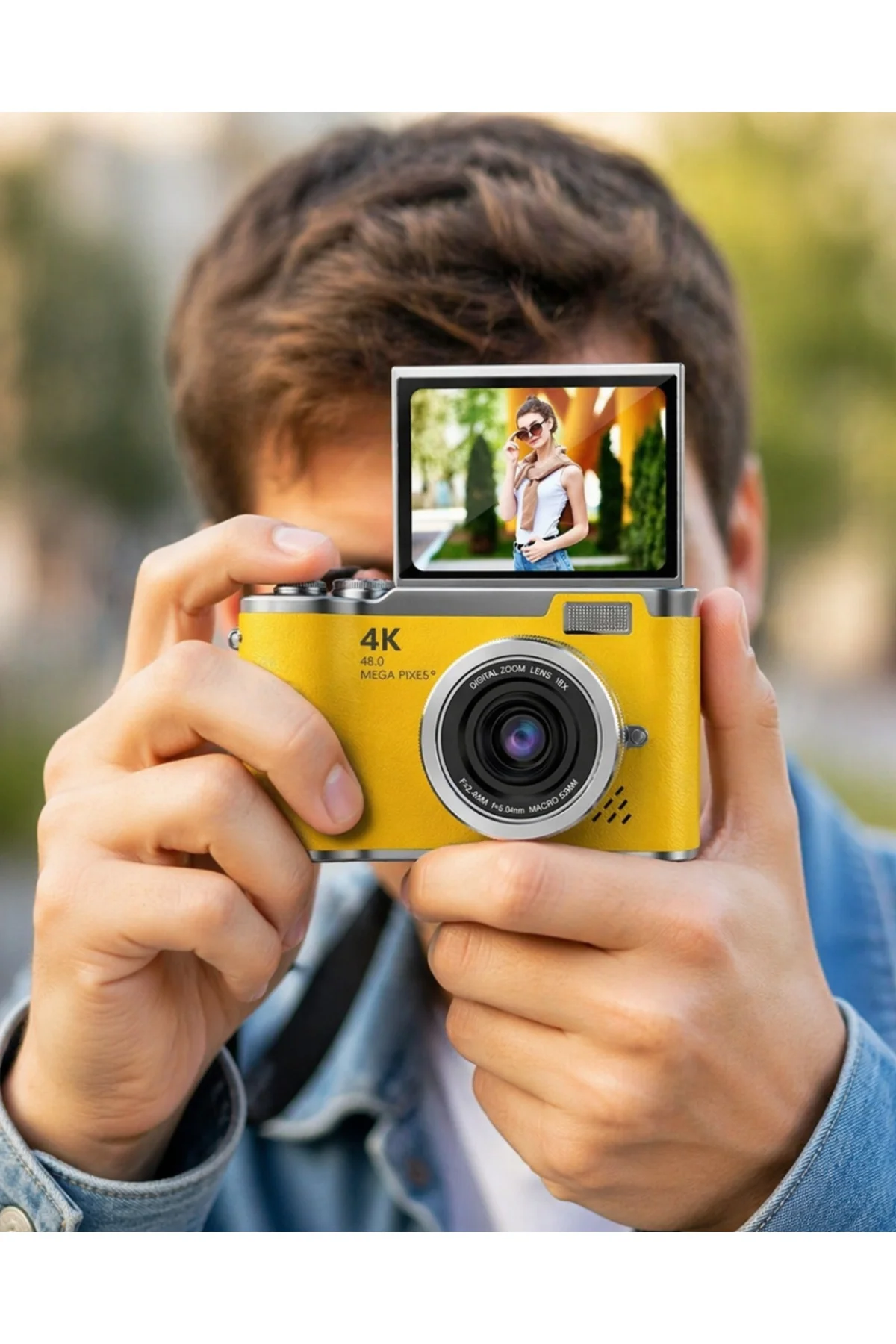 48 MP 4K Dijital Kamera Flip Ekranlı Vlog Selfie Çekim Profesyonel Fotoğraf Makinesi - Lisinya