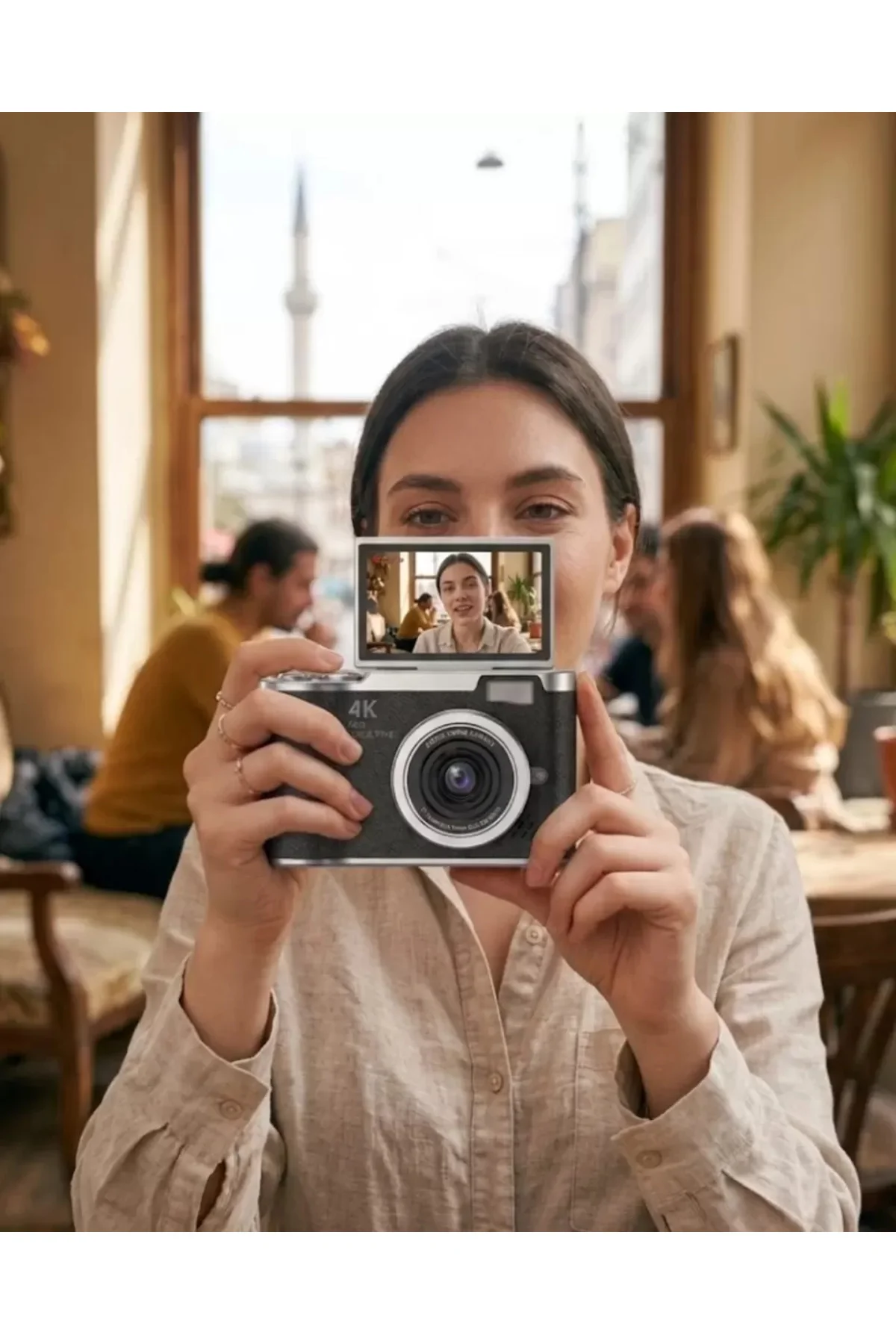 48 Mp Kompakt Dijital Kamera 4k Video 8x Zoom Ve Flip Ekran Selfi
