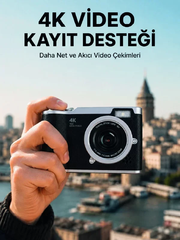 48 MP Kompakt Dijital Kamera 4K Video Çekim