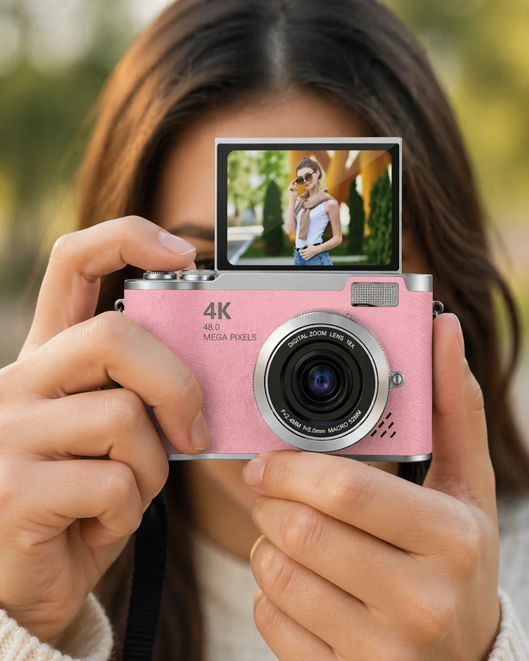 48 MP Vlog Kamera 1080P Video Flip Screen Uzun Pil Ömrü Selfie Kamera 48 MP Vlog Kamera 1080P Video Flip Screen Uzun Pil Ömrü Selfie Kamera
