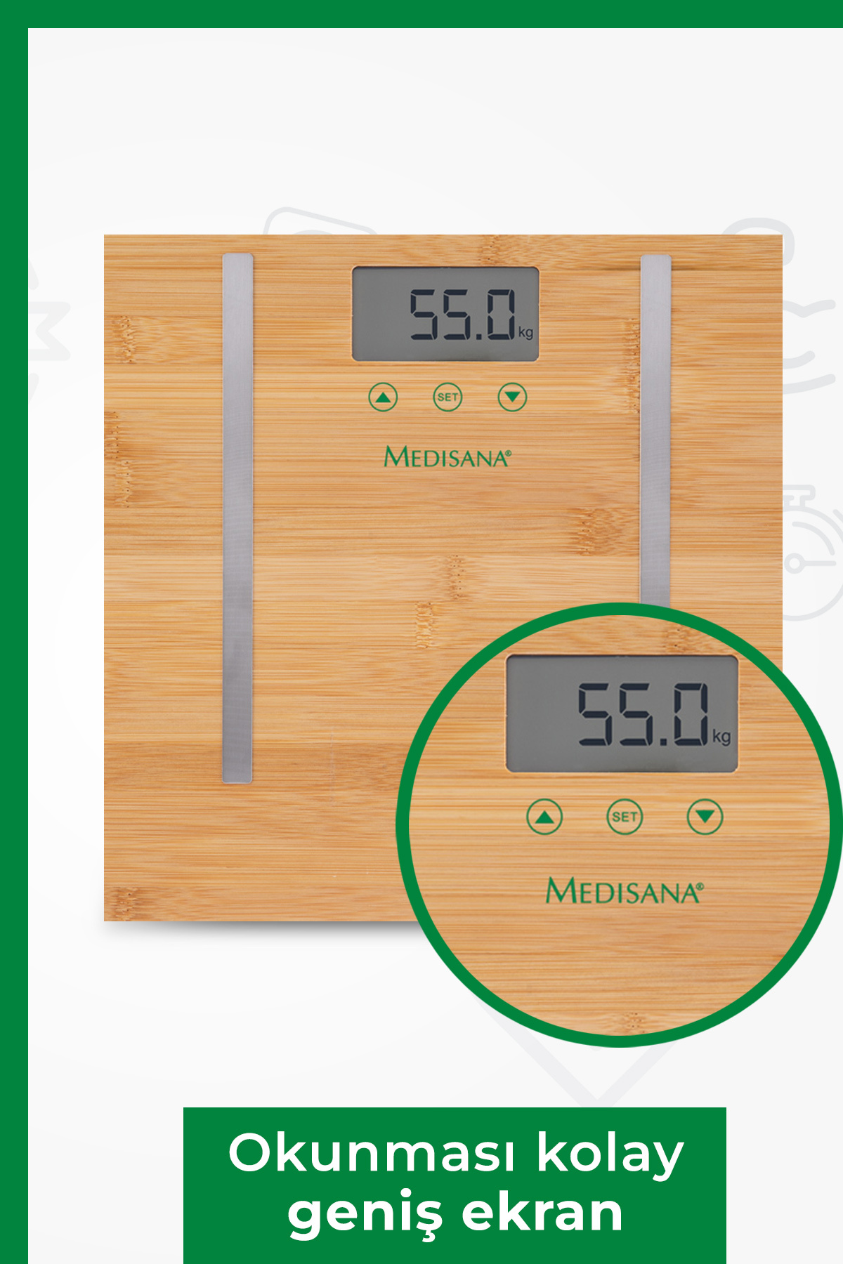 Medisana 48458 Vücut Analiz Fonksiyonlu Bambo Baskül